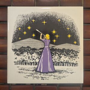 Woman Astronomer w/ Telescope Ceramic Tile Trivet 6"x6" Stargazing Astrology